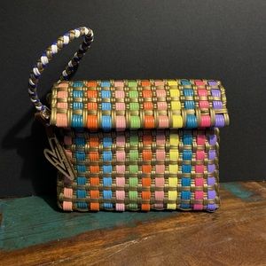Maria Victoria Woven Rainbow Wristlet